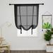 Yipa Semi-Sheer Roman Shades Short Curtain Tie Up Window Curtains Voile Kitchen Valance Slot Top Cafe Cafe Rod Pocket Curtain Panel Black 39.3 Width x55 Length 1-Panel