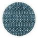 SAFAVIEH Berber Fringe Robynne Aztec Shag Area Rug Blue/Ivory 6 7 x 6 7 Round