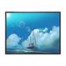 The Sailboat On The Blue Sea Against Summer Clouds Sky 32 in x 24 in Framed Painting Canvas Art Print by Designart