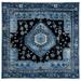 SAFAVIEH Vintage Hamadan Leone Oriental Area Rug Light Blue/Black 6 7 x 6 7 Square