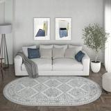 Madison Traditional 5 x 7 Oval Gray and Cream Polypropylene Indoor Area Rug