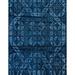 Ahgly Company Indoor Rectangle Abstract Bright Navy Blue Persian Area Rugs 4 x 6