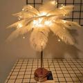 Feather Table Lamp Bedroom Bedside Lamp Romantic Bedside Lamp Atmosphere Light for Living Room Wedding Bedside