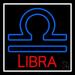 Red Libra Blue Zodiac White Border LED Neon Sign 16 Tall x 16 Wide - inches Black Square Cut Acrylic Backing with Dimmer - Bright and Premium built indoor LED Neon Sign for Storefront.