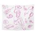 UFAEZU Pink Magazine Doodles Girly Things See My Portfolio for More Collections Sketch Wall Art Hanging Tapestry Home Decor for Living Room Bedroom Dorm 51x60 inch