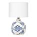 Eden Home Ceramic and Cotton Table Lamp in White/Blue Patterned