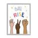 Stupell Industries We Rise Phrase Playful Text Female Hands Raised Grey Framed 11 x 14 Design by Farida Zaman