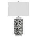 27 Inch Table Lamp with Dimmer Black and White Leopard Print- Saltoro Sherpi