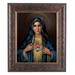 Immaculate Heart of Mary Picture Framed Wall Art Decor Large Antique Gold and Expresso Decorated Frame with Beveled Edge and Gold Lip