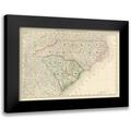 Rand McNally 14x11 Black Modern Framed Museum Art Print Titled - North Carolina South Carolina - Rand McNally 1879