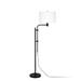 Maklaine Modern Adjustable Floor Lamp with Linen Fabric Shade in Black/Bronze