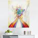 Modern Tapestry Rainbow Colored Image with Bold Lines and Flowers Buds Blossoms Ivy Art Print Fabric Wall Hanging Decor for Bedroom Living Room Dorm 5 Sizes Multicolor by Ambesonne