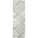 Jacquard Loom Grey Wool Silk Rug 2X7 Modern Scandinavian Geometric Small Runner