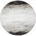Santa Fe Collection Striped Contemporary Leather Hand Stitched Round Area Rug Grey - 8 ft.