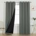 Deconovo Grommet 100% Blackout Curtains Full Light Blocking Drapes with Black Liner Energy Saving Curtain for Bedroom 52 x 84 inch Dark Gray 2 Panels