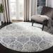 SAFAVIEH Madison Leighton Geometric Area Rug Cream/Royal Blue 5 x 5 Round