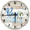 Large Wood Wall Clock 24 Inch Round Tropical Wall Art Beach Mode Ocean Sky Summer Vacation Round Small Battery Operated White