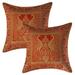 Stylo Culture Ethnic Boho Brocade Red And Gold Throw Pillow Covers 16x16 Jacquard Weave Banarsi Outdoor Throw Pillow Covers Peacock Floral 40x40 cm Decorative Cushion Covers (Set Of 2)