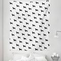 Dog Lover Tapestry Monochrome Dachshund Silhouettes Breed Dog Domestic Canine Pattern Active Pet Fabric Wall Hanging Decor for Bedroom Living Room Dorm 5 Sizes Black White by Ambesonne