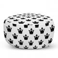 Crown Pouf Cover with Zipper Monochromatic Style Layout of Repeating Elements Authority Symbol Leader Soft Decorative Fabric Unstuffed Case 30 W X 17.3 L Charcoal Grey and White by Ambesonne