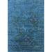 Ahgly Company Indoor Rectangle Mid-Century Modern Blue Ivy Blue Oriental Area Rugs 5 x 7