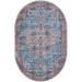 Rugs.com Maahru Collection Washable Rug â€“ 4 x 6 Oval Blue Low-Pile Rug Perfect For Living Rooms Large Dining Rooms Open Floorplans