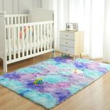 Softlife Soft Rainbow Area Rugs for Children Room Fluffy Colorful Rugs Cute Floor Carpets Shaggy Playing Mat for Kids Baby Girls Bedroom Nursery Home Decor 5 x8 Teal