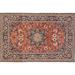 Ahgly Company Indoor Rectangle Traditional Brown Red Medallion Area Rugs 7 x 10