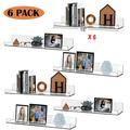 15 Acrylic Floating Shelves Wall Mounted 6 Pack Clear Acrylic Shelves for Bathroom Living Room Bedroom Kitchen Home Office Decor Shelf Set of 6