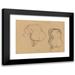 Gustav Klimt 14x11 Black Modern Framed Museum Art Print Titled - Two Studies of a Seated Nude with Long Hair (1901-1902)