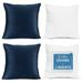 Nestl Plush 2 Pack Solid Decorative Microfiber Square Throw Pillow Cover with Throw Pillow Insert for Couch Navy Blue 20 x 20