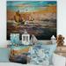 Designart Boats During Evening Sunset In The Ocean II Nautical & Coastal Print on Natural Pine Wood