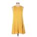 Forever 21 Casual Dress - A-Line Crew Neck Sleeveless: Yellow Solid Dresses - Women's Size Small