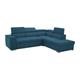 Canapé d'angle convertible 5 places DAYTONA - Tissu bleu marine - Coffre de rangement - L 260 x P