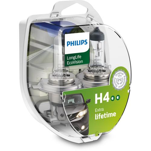 PHILIPS H4 LongLife EcoVision (2 Stk.) Glühlampe, Fernscheinwerfer,Glühlampe, Hauptscheinwerfer,Glühlampe, Nebelscheinwerfer,Glühlampe 12V für VW YAMA