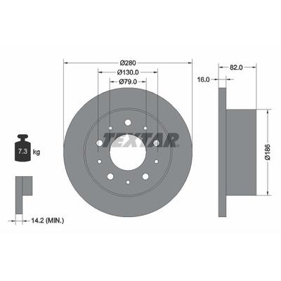 TEXTAR Bremsscheibe PRO hinten rechts links voll 280mm für PEUGEOT FIAT CITROËN 4249E7 4249A2 1607880580 92116203