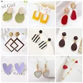 Boucles d'oreilles pendantes en émail pour femmes boucles d'oreilles géométriques goutte de fleurs