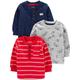 Simple Joys by Carter's Baby-Jungen Long-Sleeve Shirts, Pack of 3 Hemd, Grau Hunde/Marineblau/Rot Doppelstreifen, 18 Monate (3er Pack)