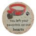 "You Left Your Pawprints On Our Heart" Pet Memorial Stepping Stone - 9.75" - Brown