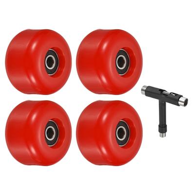 54mm Skateboard Wheel and Bearings Set ABEC-9 Street Wheels 85A, Red 4pcs