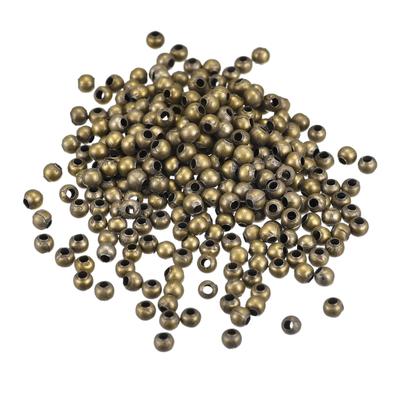 1200Pcs 3mm Round Spacer Beads Jewelry Making Spacer Loose Ball Bead, Bronze