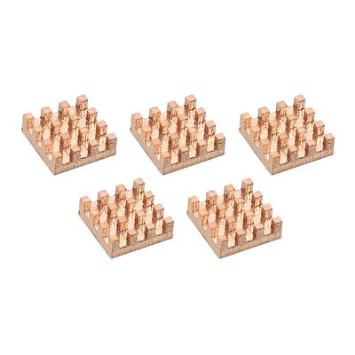 Heatsink Kit Pure Copper 9x9x3mm for IC MOS with Thermal Pads Pack of 5 - Gold Tone