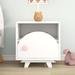 Wooden Nightstand with a Drawer and an Open Storage,White+Pink