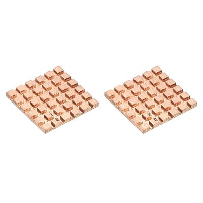 Heatsink Kit Pure Copper 25x25x2mm for IC MOS with Thermal Pads Pack of 2 - Gold Tone