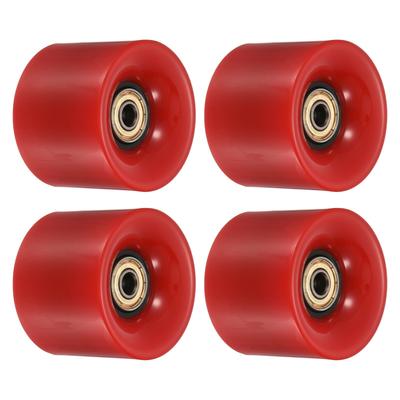 60mm Longboard Wheels with Bearings Skateboard Wheel 80A, Red Golden 4pcs