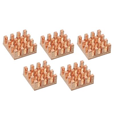 Heatsink Kit Pure Copper 9x9x4mm for IC MOS with Thermal Pads Pack of 5 - Gold Tone