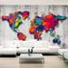 Tiptophomedecor Peel and Stick World Map Wallpaper Wall Mural - World Map Colourful Paint - Removable Wall Decals