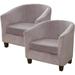 TOPCHANCES 2 Pack Velvet Tub Chair Covers with Separate Cushion Cover Stretch Armchair Slipcovers Non Slip Sofa Couch Slipcover Sliver
