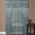 Woven Trends Halley 6 Piece Window Curtain Set Victorian Style Curtains 84 Inches Long Window In A Bag Curtain and Valance Set for Living Room and Bedroom Rod Pocket 56 x 84 Light Blue