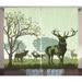 Antlers Curtains 2 Panels Set Deer and Wildlife in Park World Natural Heritage Forest Areas Reindeer Nature Scene Window Drapes for Living Room Bedroom 108W X 84L Inches Green by Ambesonne